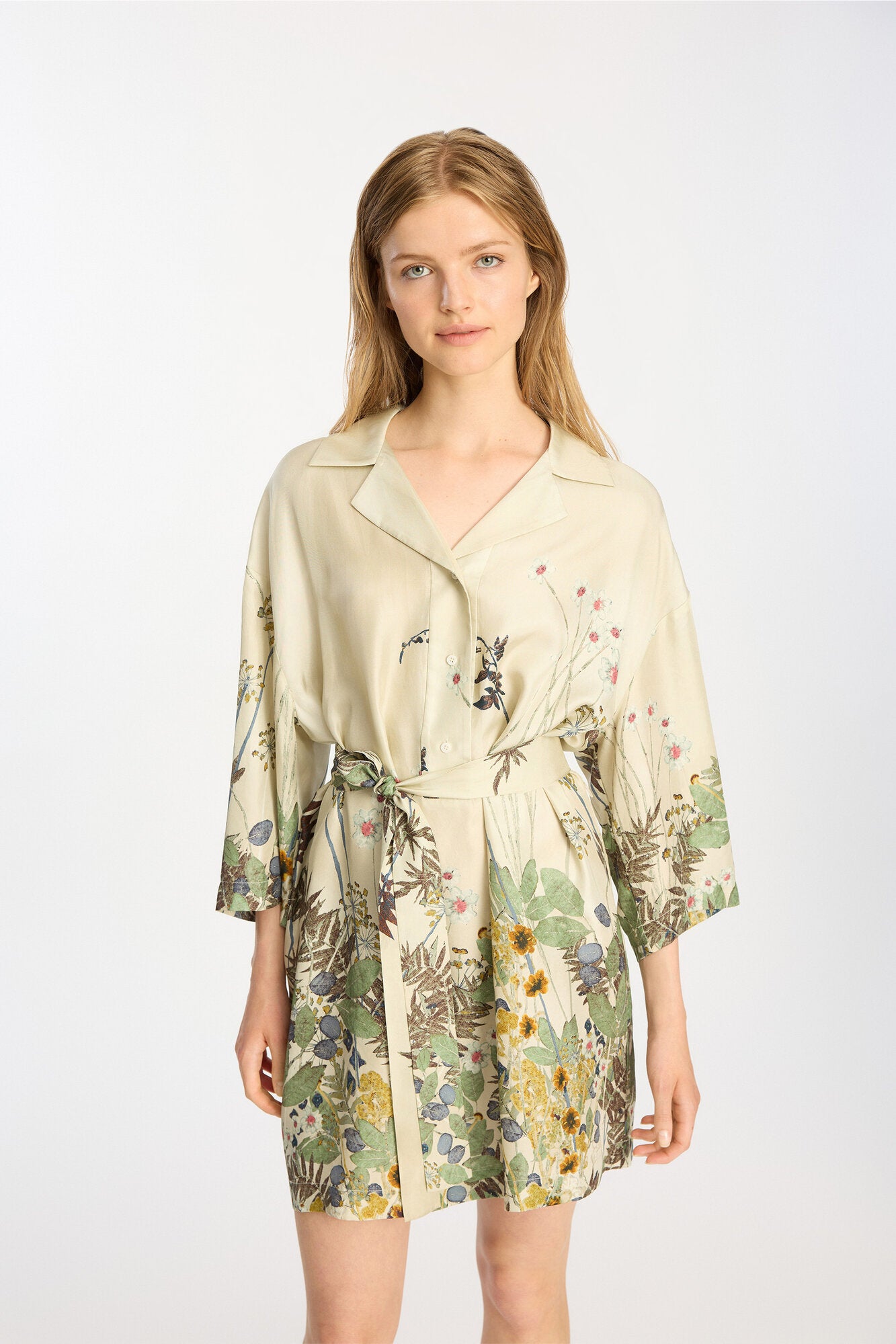 Ratana silkekjole - Print Creme